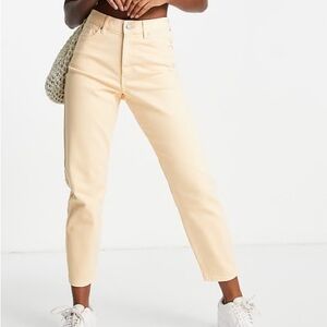 Miss Selfridge Petite High Rise Relaxed Dad Jeans in Apricot
